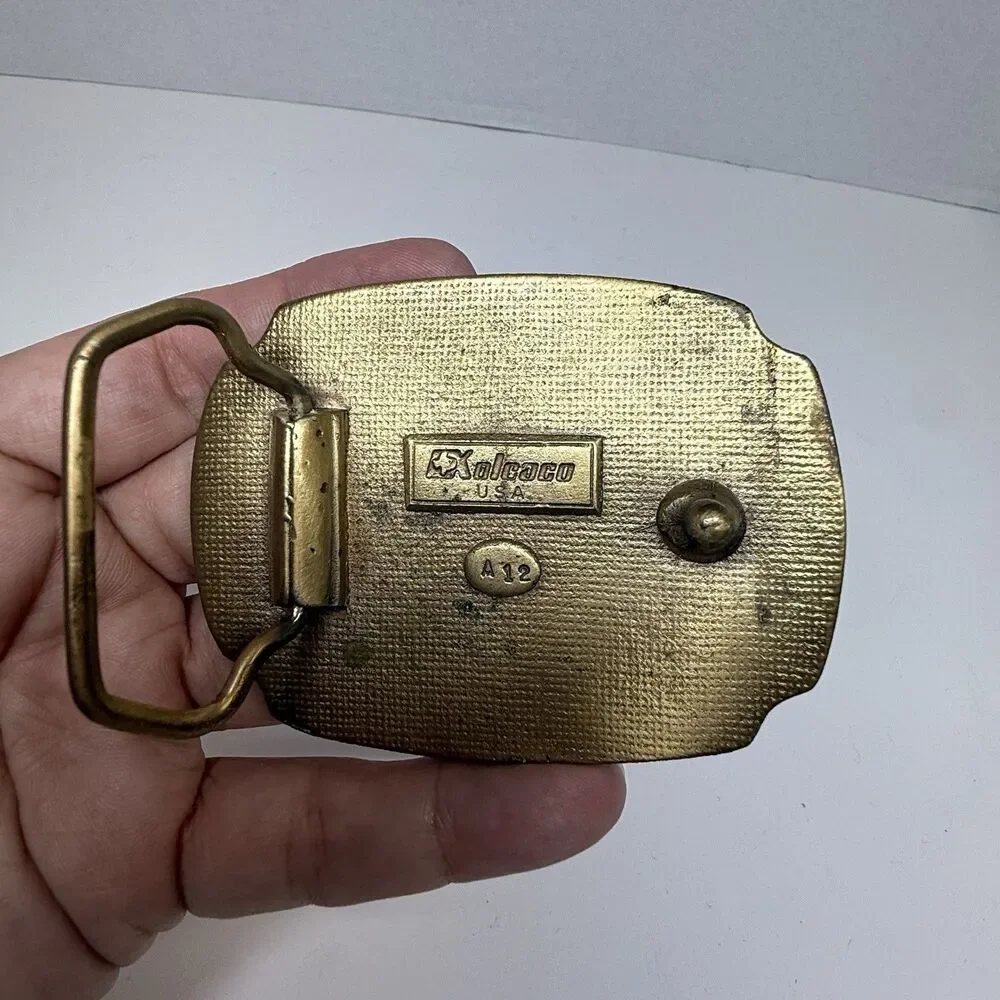 Vintage Koleaco Steam Locomotive Train Brass & Enamel Belt Buckle In Orginal Box
